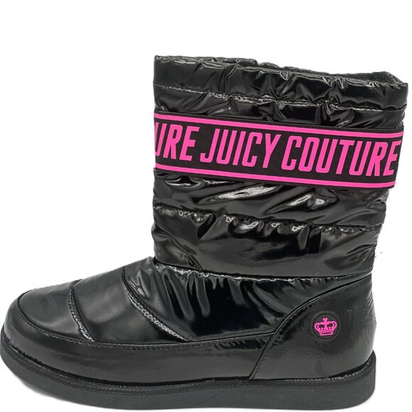 Juicy Couture Black Quilted Winter Boots with Pink Logo Band - Picture 6 of 6